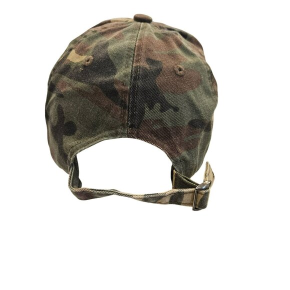CycleBar Distressed Camo Adjustable Baseball Cap Hat Unisex Cotton Green/Brown - Picture 3 of 5